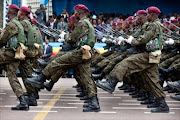 Democratic Republic of the Congo's troops parade during the ceremony of investiture of President-elect Joseph Kabila as president for a second mandate in Kinshasa on December 20, 2011.