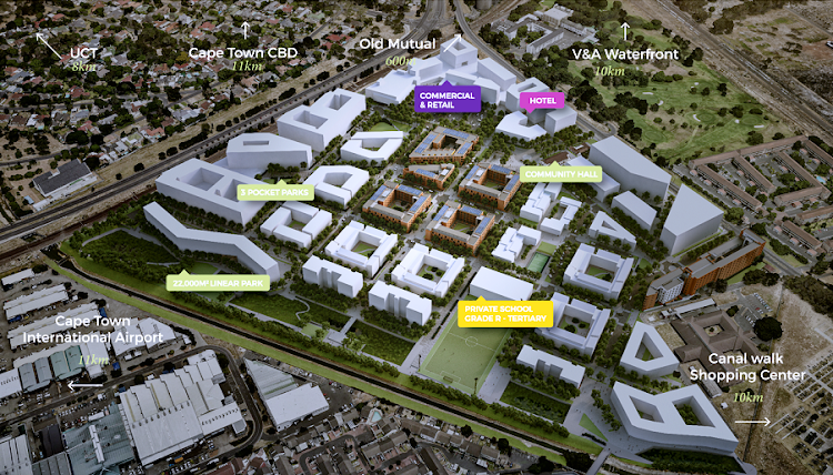 The layout and location of the 3,500-home Conradie Park in Cape Town.