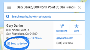 Send a place to your mobile device from Google Maps on your desktop