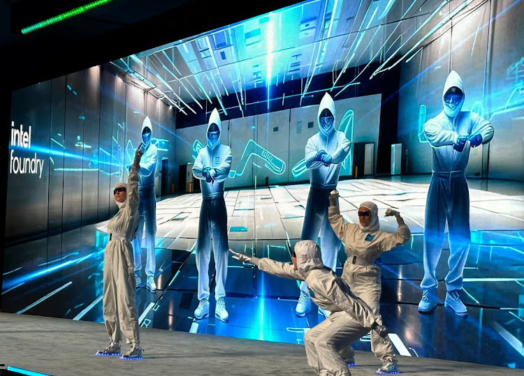 Dancers perform at an Intel Foundry semiconductor manufacturing event in San Jose, California, on February 21, 2024. Picture: REUTERS/MAX CHERNEY