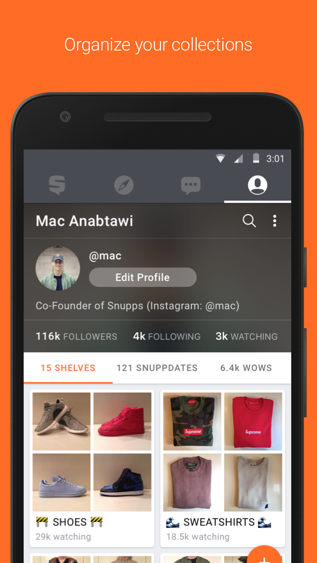 Android application Snupps - Collect Organize Share screenshort