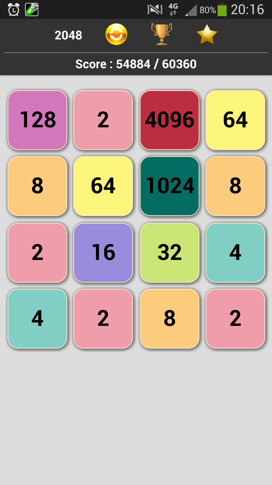 Android application 2048 Puzzle game screenshort