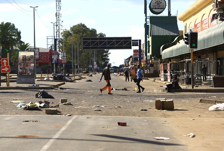 The protests in Mahikeng left the streets deserted and in a mess.