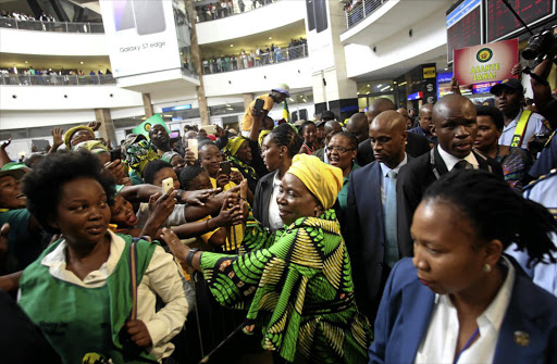 Nkosazana Dlamini-Zuma arrives home from her AU Commission posting to a welcome organised by her political backers.