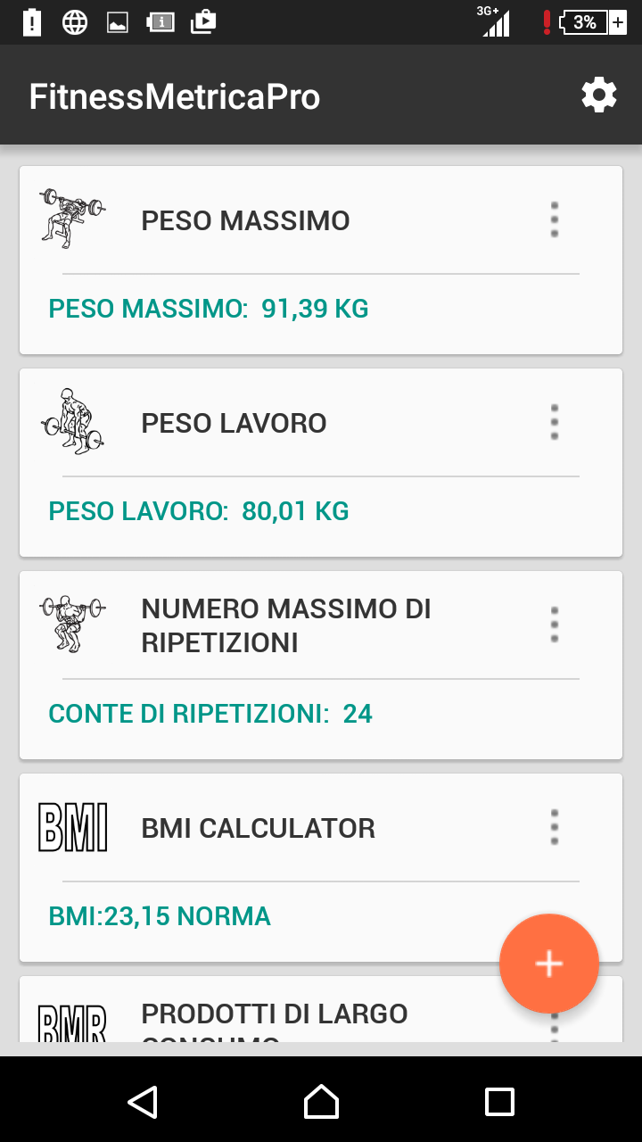 Android application FitnessMetrica Pro screenshort