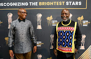 Minister of Sports, Arts and Culture, Zizi Kodwa, and Thebe Ikalafeng during the launch of the inaugural Cultural and Creative Industry Awards (CCIAs).