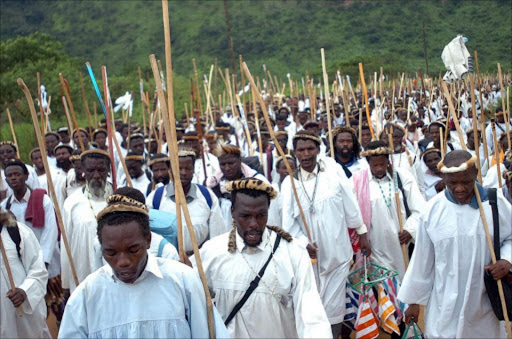 The eBuhleni faction of Mduduzi Shembe march.Picture: SIYABONGA MOSUNKUTU