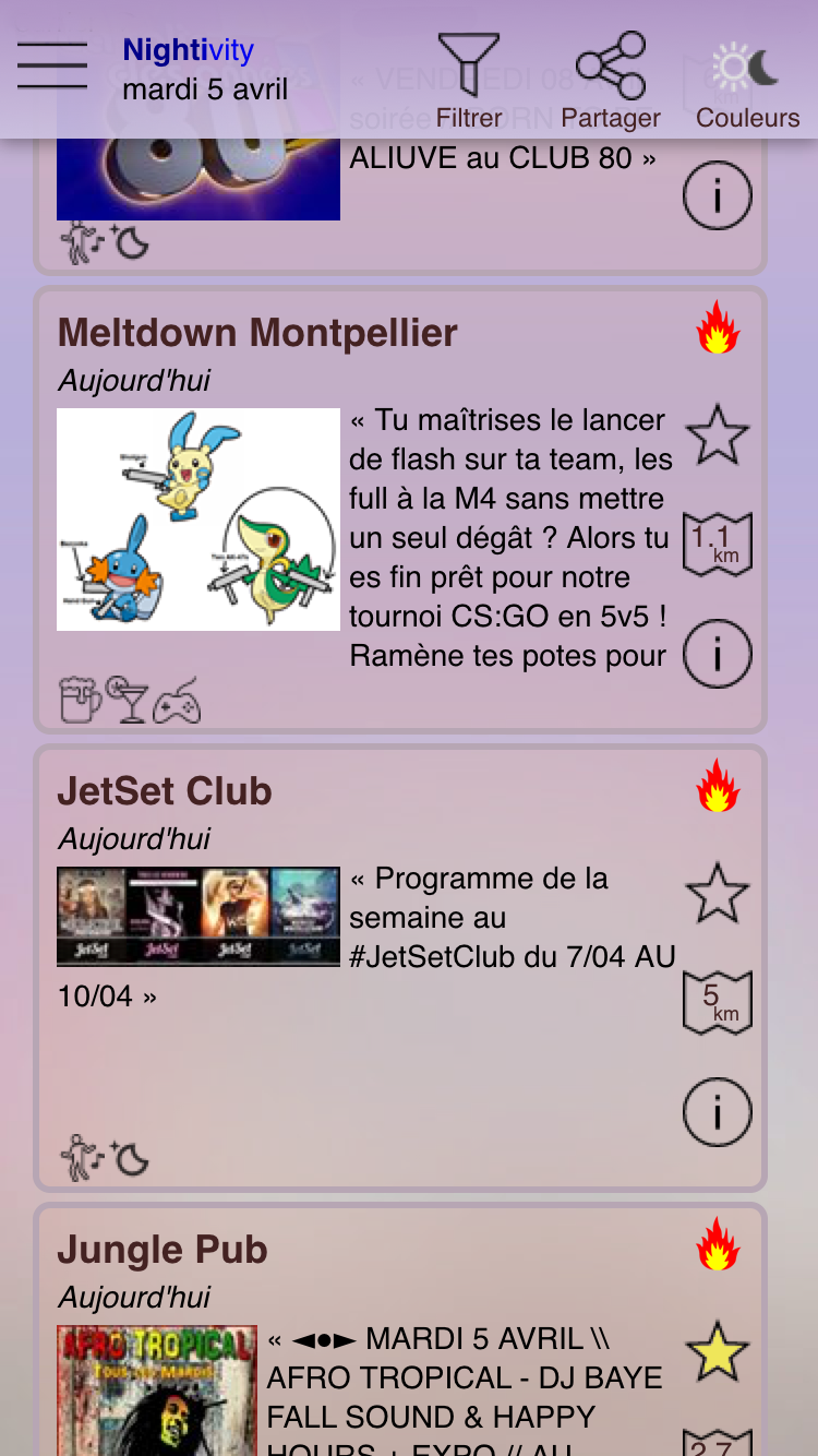 Android application Montpellier Nightivity screenshort