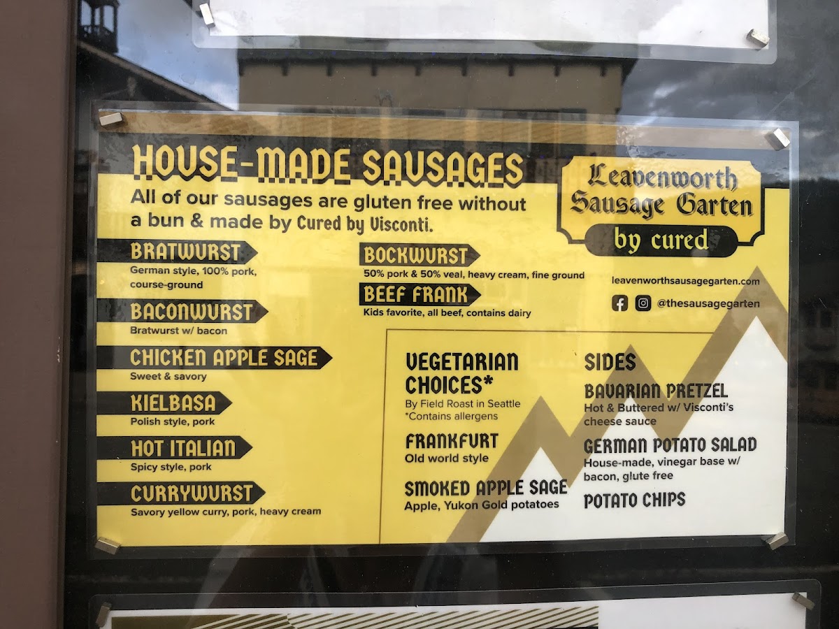 Leavenworth Sausage Garten gluten-free menu