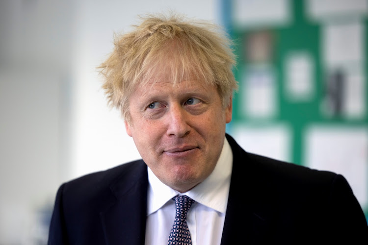 Britain's Prime Minister Boris Johnson answers questions from the media after a visit to King Solomon Academy in Marylebone, London, Britain, on April 29 2021.