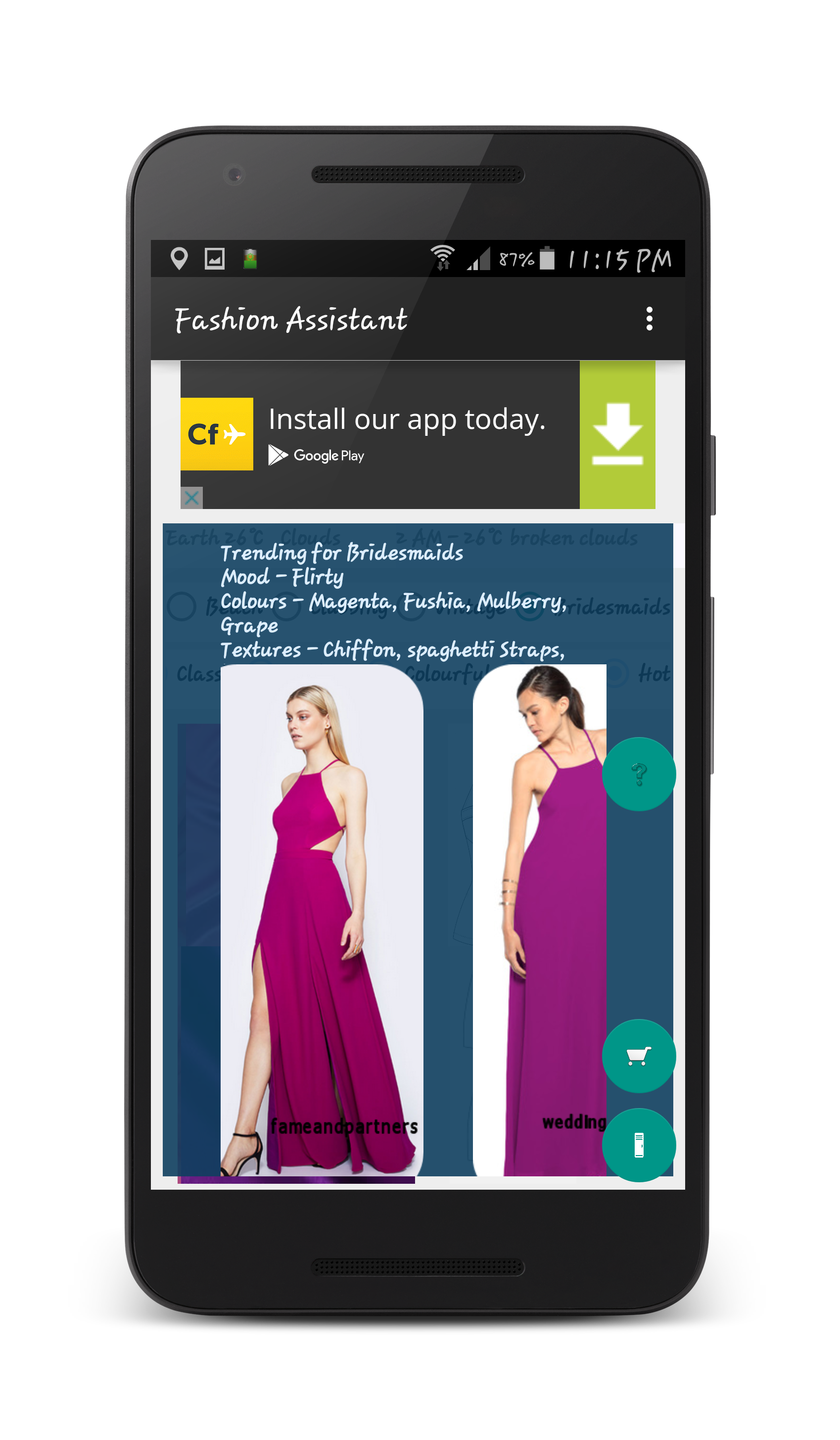 Android application Fashion Assistant screenshort