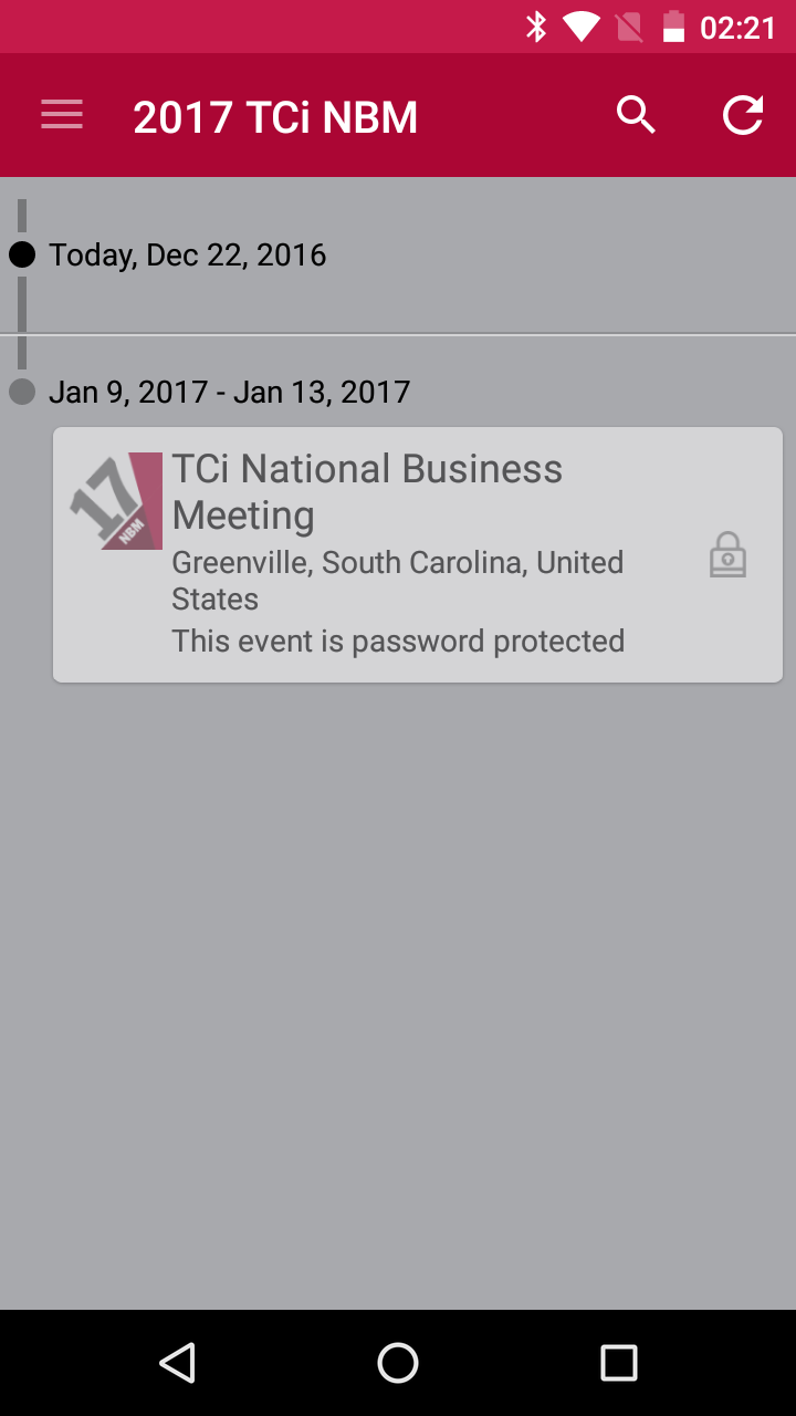 Android application TCi National Business Meeting screenshort