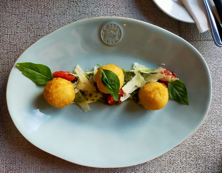 La Romantica Arancini with pesto and parmesan