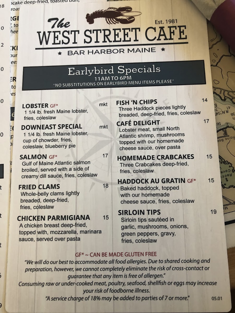 West Street early bird menu