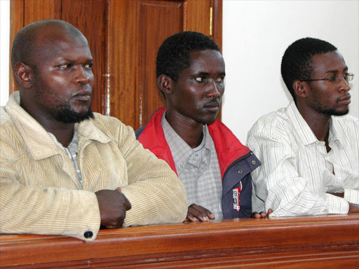 Idris Magondu and Hussein Hassan at Nakawa court in Kampala on July 30, 2010 / FILE