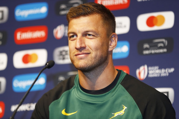 Handré Pollard during a Springbok media conference at Salle Jeanne d'Arc on in Presles, Paris, on Tuesday. Picture: STEVE HAAG/GALLO IMAGES