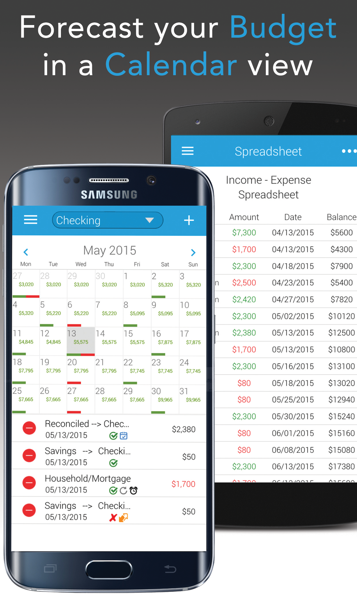 Android application Budget Calendar screenshort