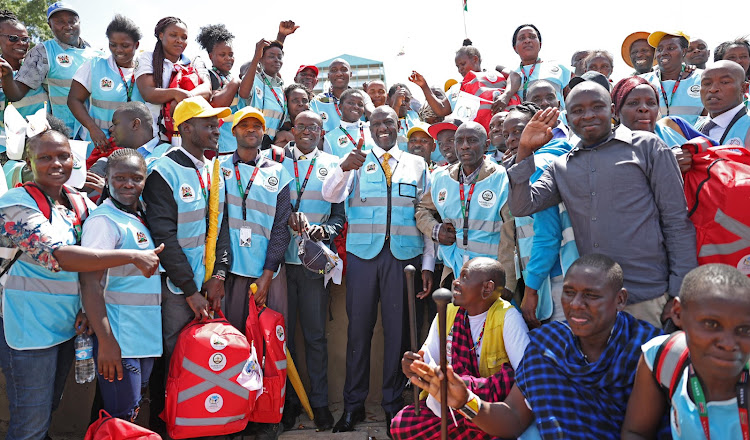 President William Ruto among leaders interacting with Kenyans when he unveiled 100,000 Community Health Promoters kits to 47 County Governments at Uhuru Park, Nairobi County on September 25, 2023.