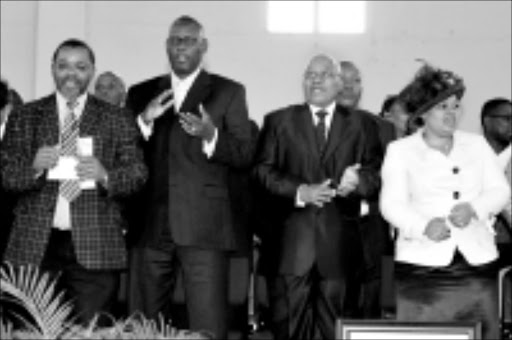 President Zuma accompanied by his wife Mantuli, attended the funeral service of COSATU Secretary General Zwelinzima Vavi's brother David Thwani Vavi at SADA, Chris Hani Region in the Eastern Cape. The funeral service was attended by several Cabinet Ministers like Jeff Radebe, Ebrahim Patel, Membathisi Mdladlana, the Eastern Cape Premier, Ms Noxolo Kieviet. ANC General secretary Mr Gwede Mantashe and businessman Patrice Motsepe were amongst several dignitaries who attended. Pic. Elmond Jiyane. 04/10/09. © GI