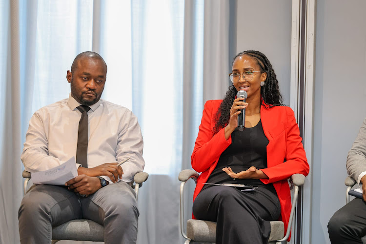 Dr. Job Nyameino from the Ministry of Health with Dr Sarah Kiptiness of Penda Health at the panel discussion held in Nairobi recently.