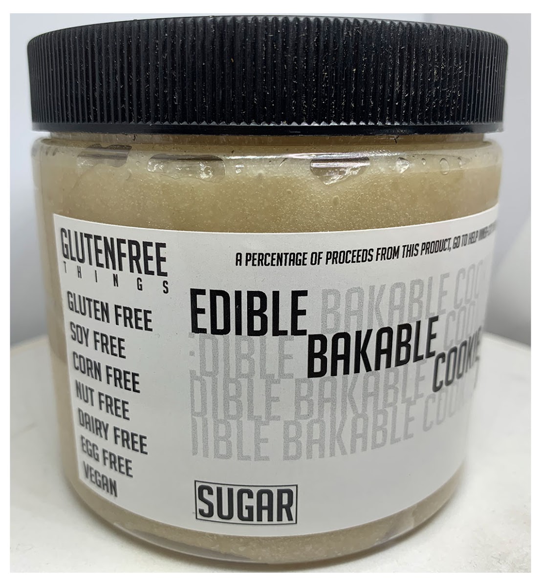 New easy scoop packaging for our incredible EDIBLE bakeable COOKIE DOUGH in SUGAR COOKIE flavor. Free from: gluten, dairy, eggs, soy, corn and nuts.