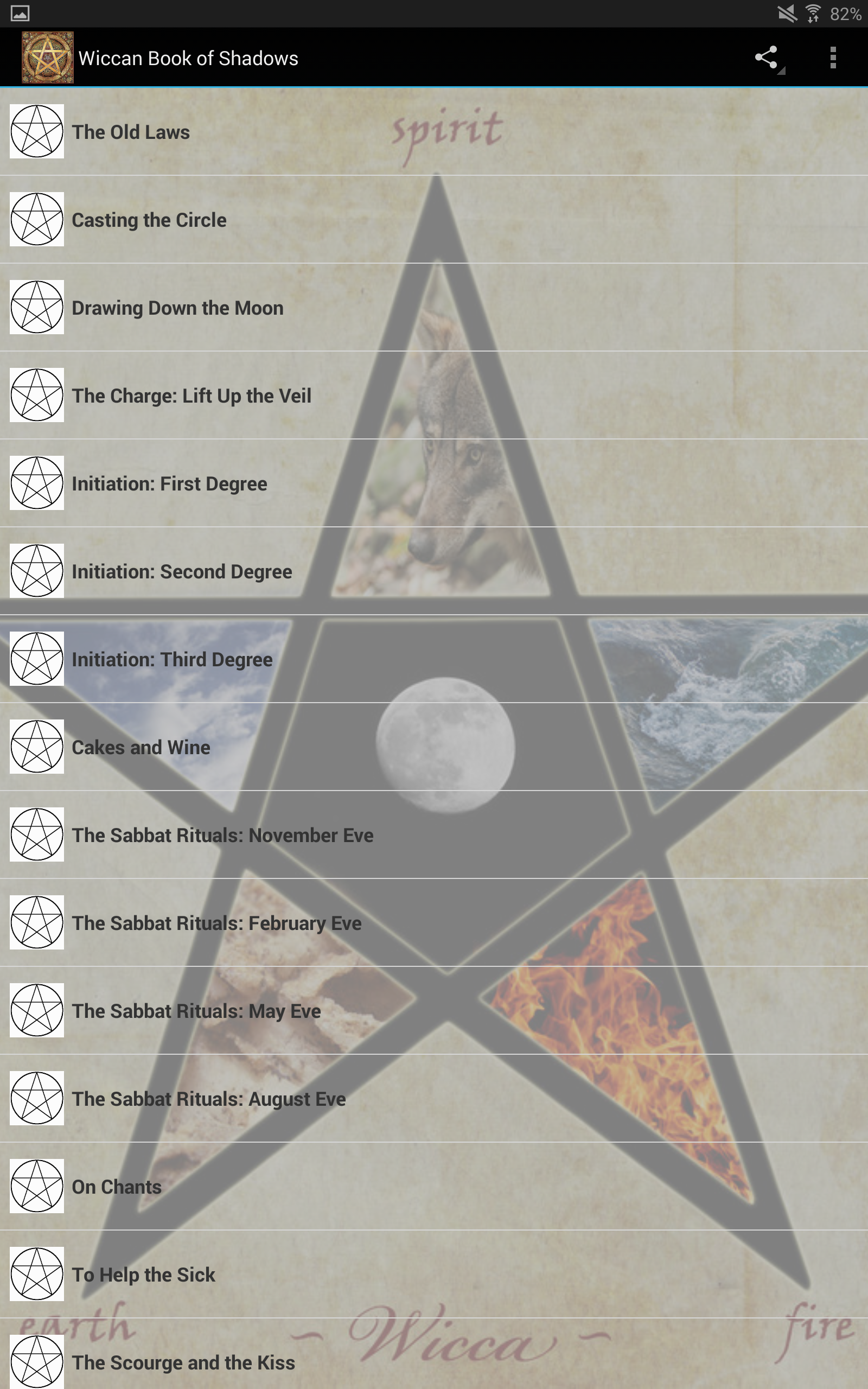 Android application Wiccan Book of Shadows screenshort