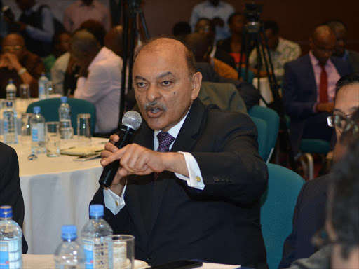 Mediheal group of hospitals Executive chairman Salim Hasham raising an issue during a health and medical tourism forum held by Kenya vision 2030 in Nairobi yesterday. Photo/Faith Mutegi