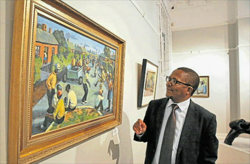 ART ICONS: UFH vice-chancellor Sakhela Buhlungu admires a 1977 George Pemba painting which is part of the university’s De Beers Collection and is up at the Ann Bryant Art Gallery during the Umtiza Arts Festival until tomorrow