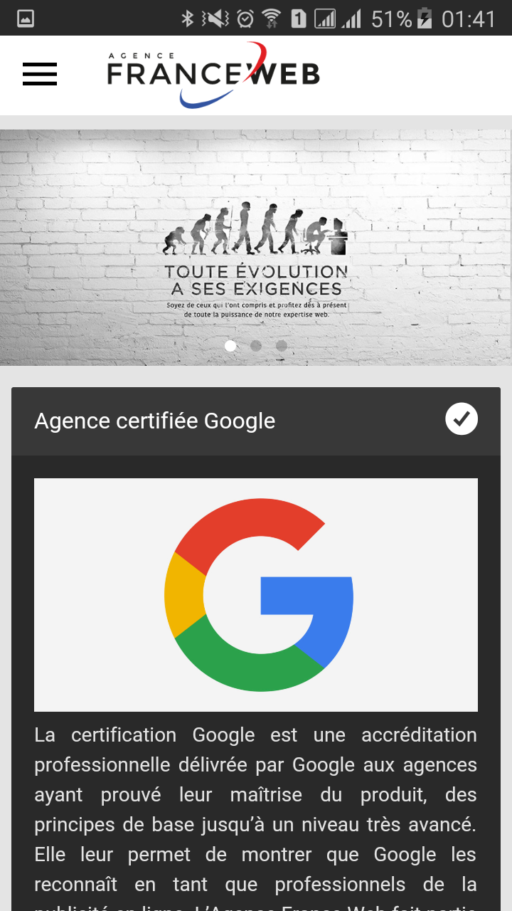 Android application Agence FranceWeb screenshort