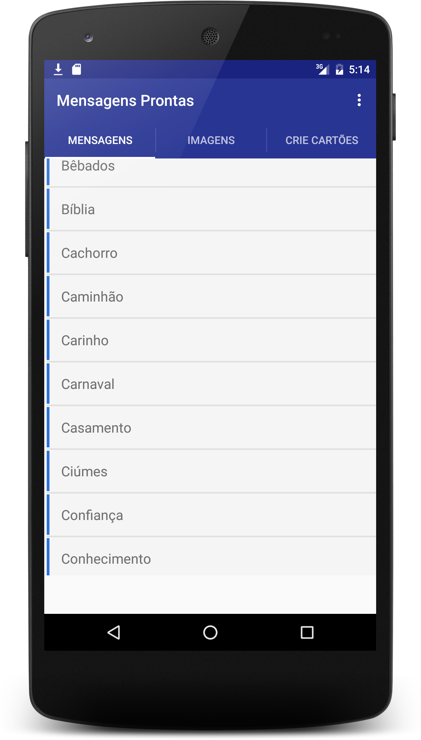 Android application Mensagens Prontas screenshort