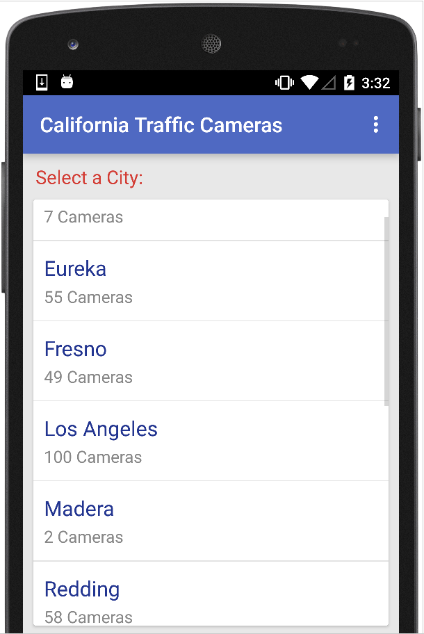 Android application California Traffic Cameras screenshort