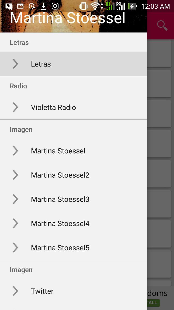 Android application Letras de Martina Stoessel screenshort