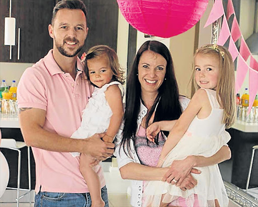 FAMILY MAN: Retired cricketer Davy Jacobs holding his youngest daughter Lexi, 2, next to him is his wife Lizelle, holding their eldest daughter Lilly when she celebrated her fifth birthday late last year. Picture: SUPPLIED
