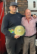 Newly crowned SA heavyweight champ Shaun Potgieter with Justin Wright from Isuzu.