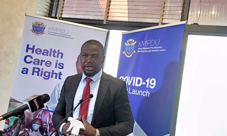 The Kenya Medical Practitioners, Pharmacists and Dentists’ Union SG Dr Davji Atellah during the release of the rapid assessment survey commissioned in Nairobi on December 16, 2021