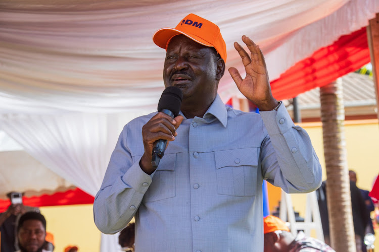 ODM Leader Raila Odinga at past event in Meru on February 3, 2024.