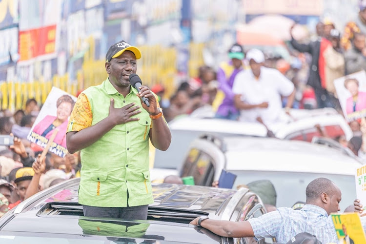 UDA presidential candidate William Ruto addressing residents of Garissa last Saturday.