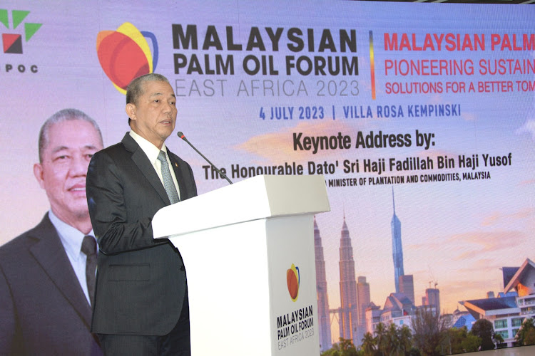 Malaysian deputy prime minister Fadillah Yusof speaking during the forum in Nairobi.