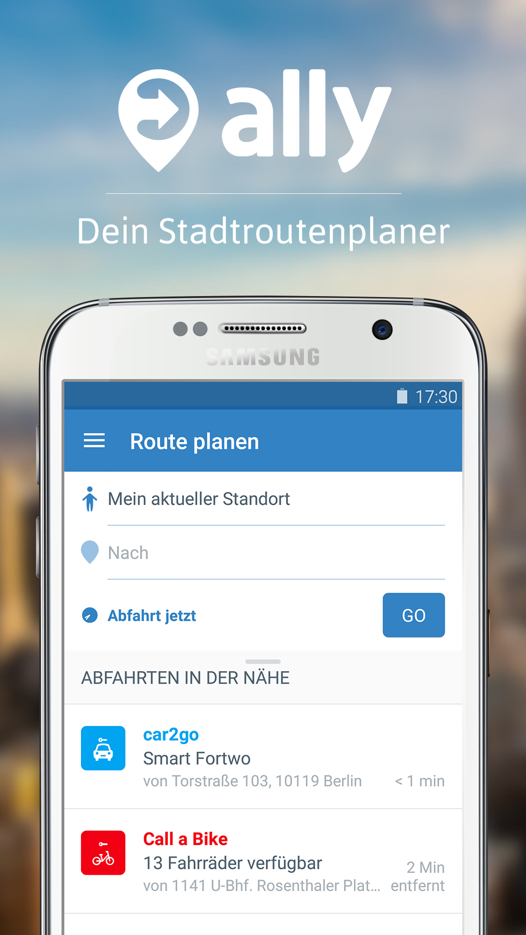 Android application ally: transit route planner screenshort