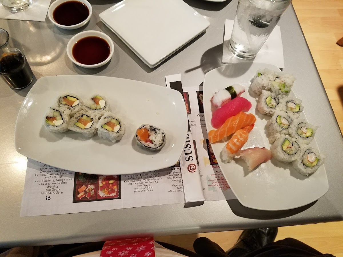 Sushi Sampler with shrimp California roll & Philadelphia roll