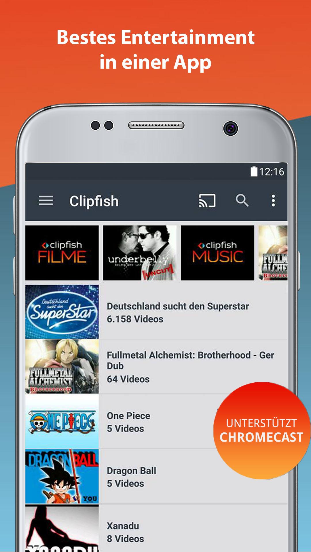 Android application Clipfish: TV, Filme &amp; Musik screenshort