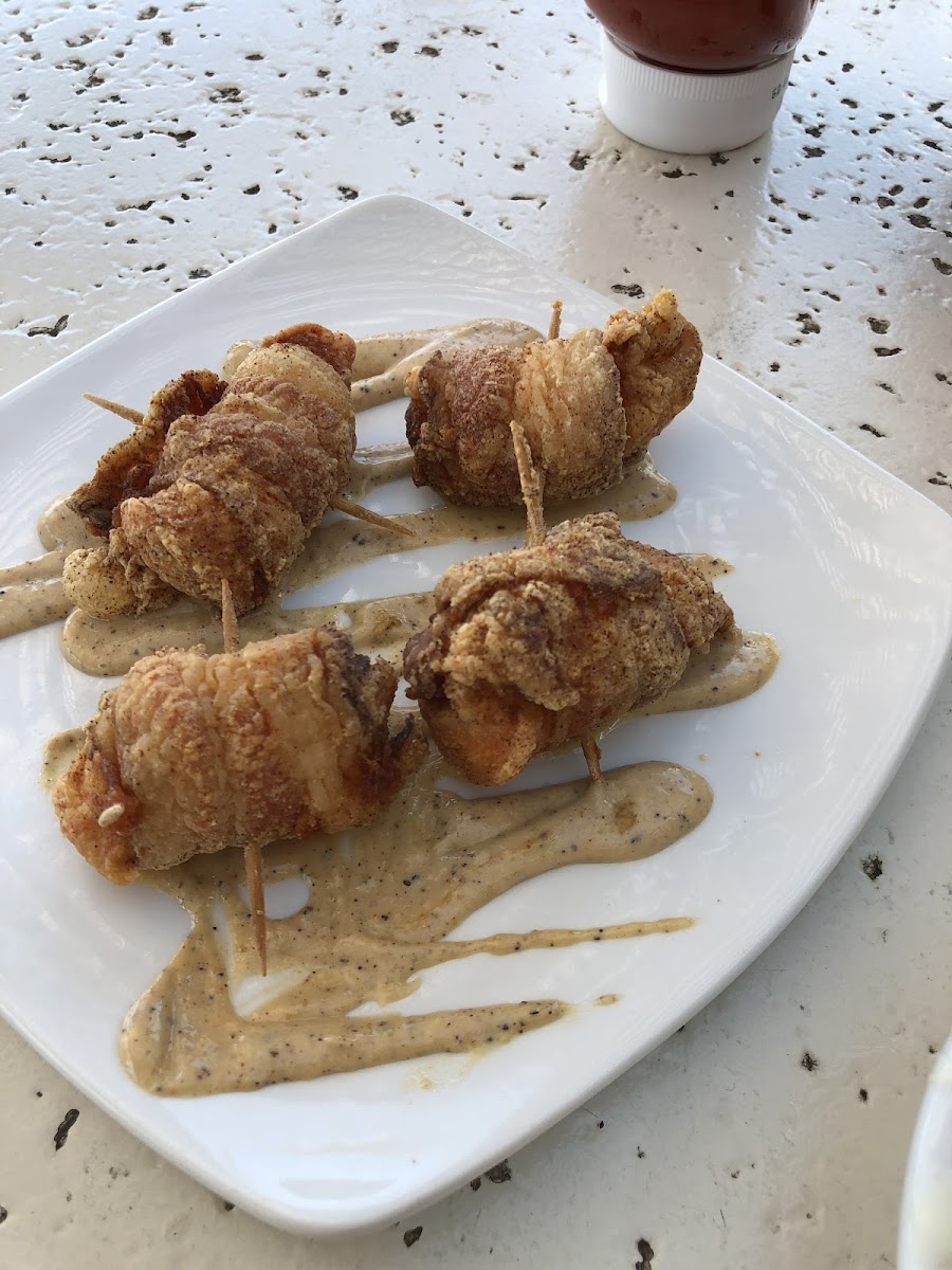 Bacon wrapped chicken bites