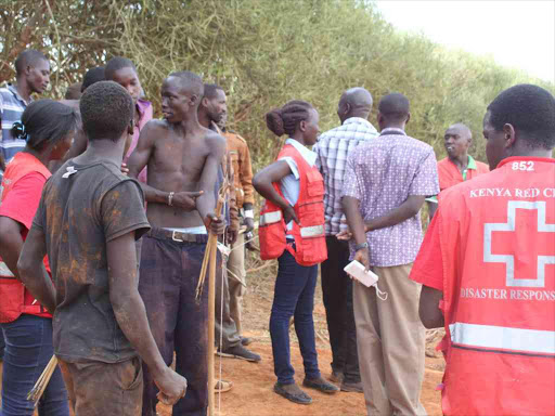 A file photo of Tugen warriors pursuing suspected Pokot bandits who attacked Chemorongion village in Baringo South sub-county, February 21, 2017. /JOSEPH KANGOGO