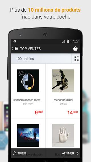 Android application Fnac screenshort