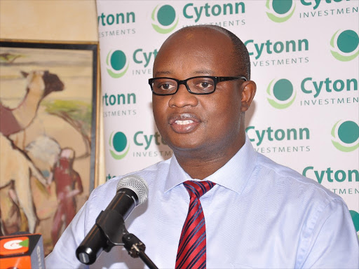 Cytonn Investments Management CEO Edwin Dande during the release of the organisation's banking sector report in Nairobi, September14, 2015. Photo/ENOS TECHE