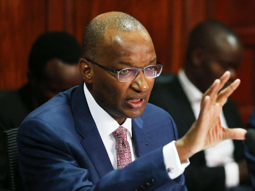 Central Bank Governor Patrick Njoroge before parliamentary Finance Committee on the ammendments regarding the banks interest rates caps law. April 12, 2018. /JACK OWUOR