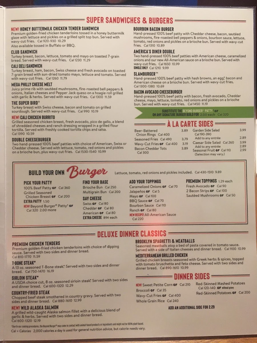 Denny's gluten-free menu