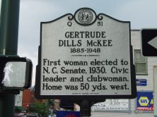 First woman elected to N.C. Senate, 1930. Civic leader and clubwoman. Home was 50 yds. west.Plaque via North Carolina Highway Historical Marker Program, and is used with their permission. Full...