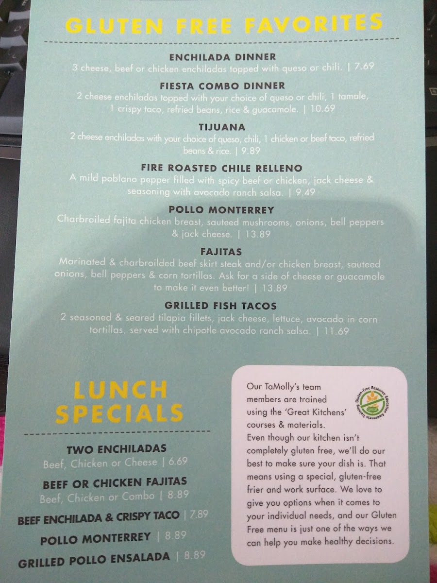 gluten free menu page 2