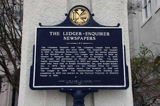 The Columbus Enquirer and The Columbus Ledger have been published from this site since 1930. The Enquirer was founded in 1828 by Mirabeau Bounaparte Lamar, later the second president of the...
